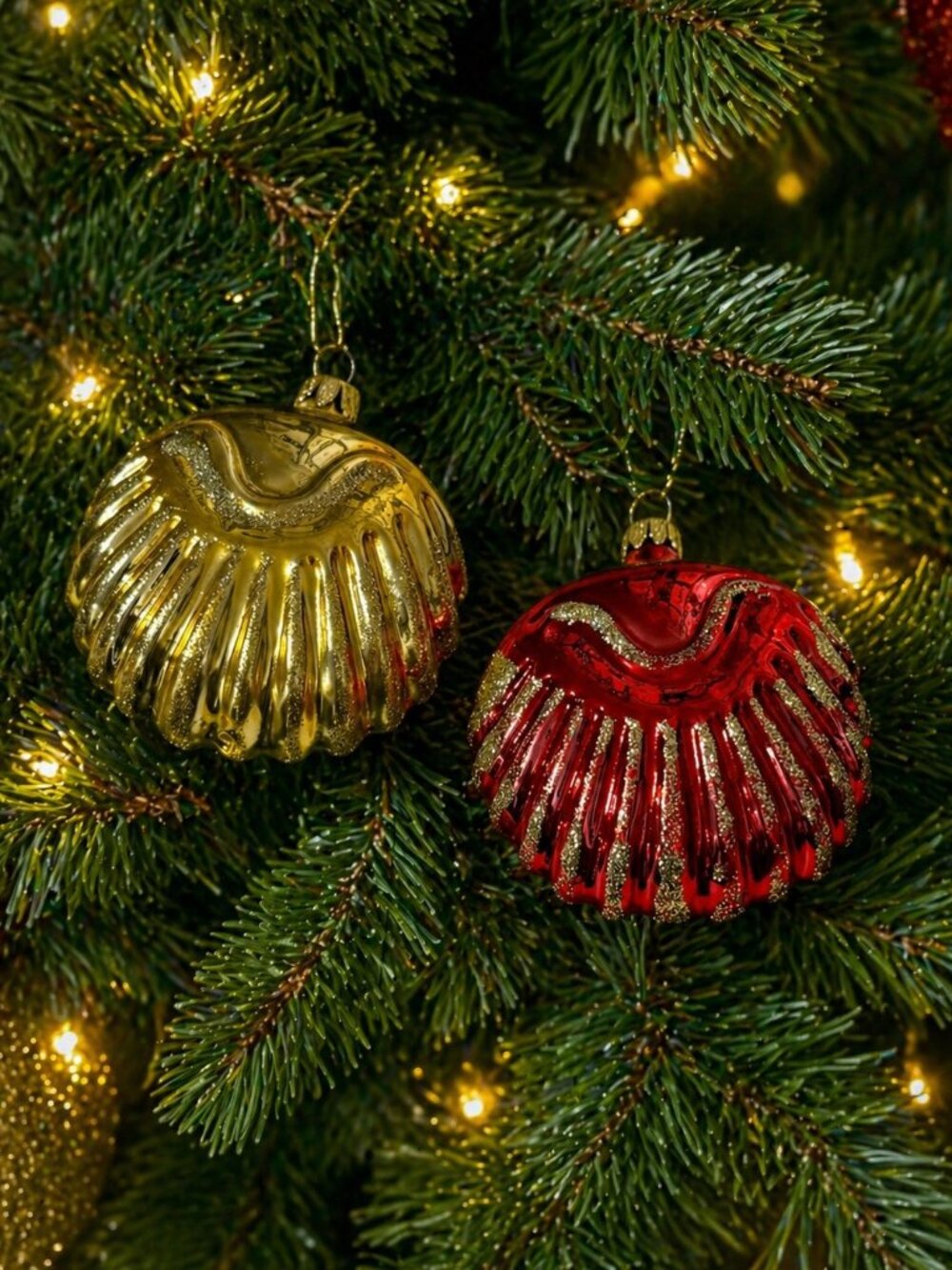 Vintage Mercury Glass Shell Christmas Ornaments (2)